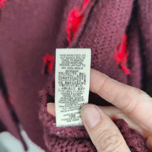 The Great The Heart Lodge Cardigan Sweater Womens 1 Small Burgundy Knit Burgundy - Picture 12 of 13